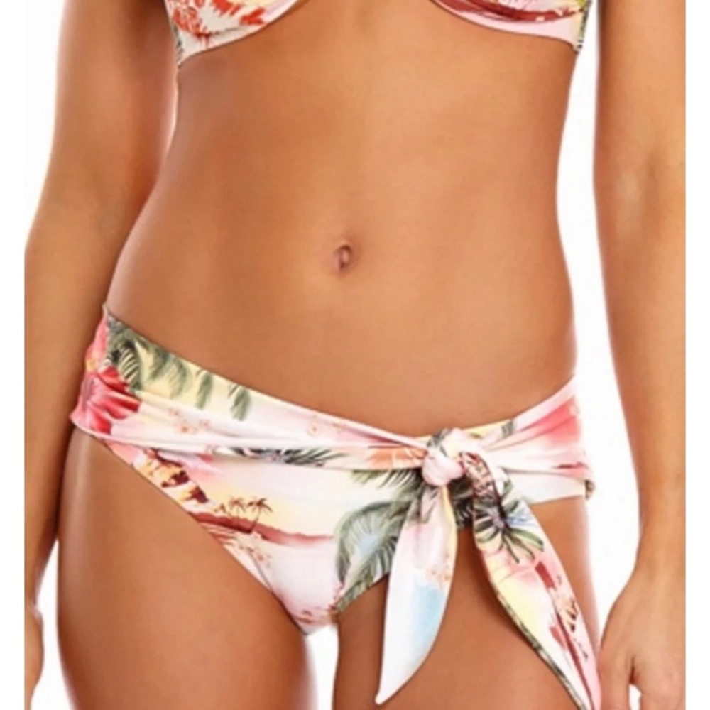 agua bendita perla luau tie bikini bottom tropical print, women size xxx-large